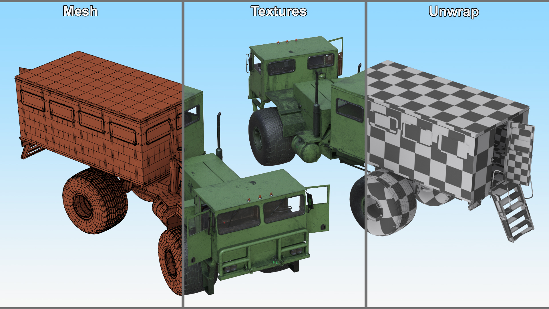 All-terrain Passenger Truck Rigged 3D model