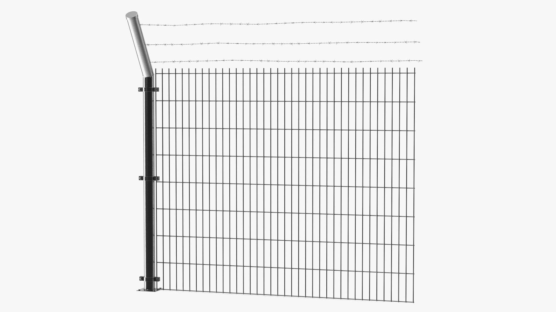 Mesh Fence With Barber Wire 3D