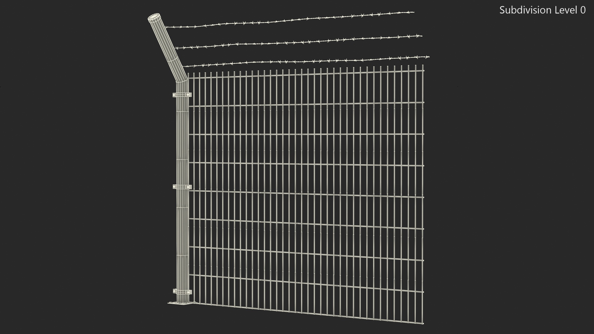 Mesh Fence With Barber Wire 3D