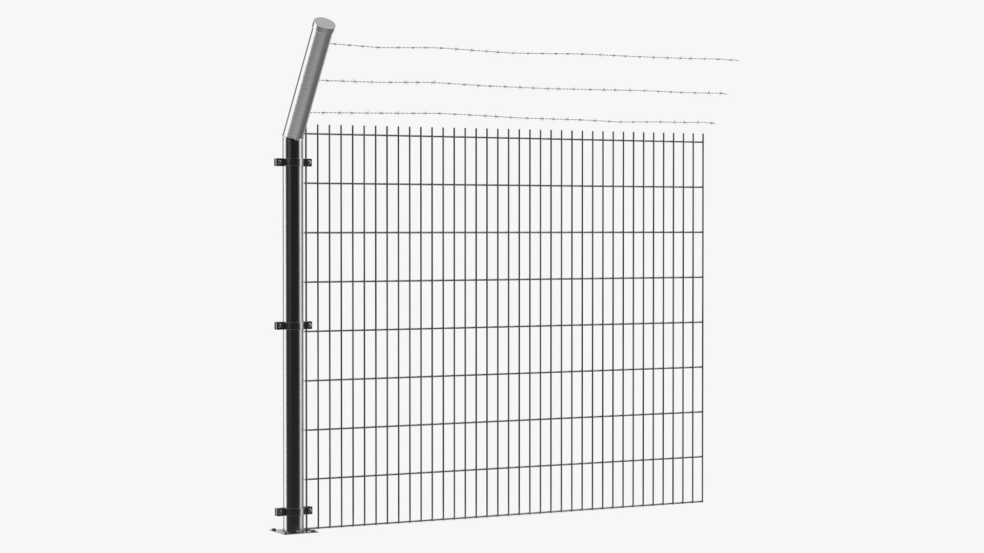 Mesh Fence With Barber Wire 3D