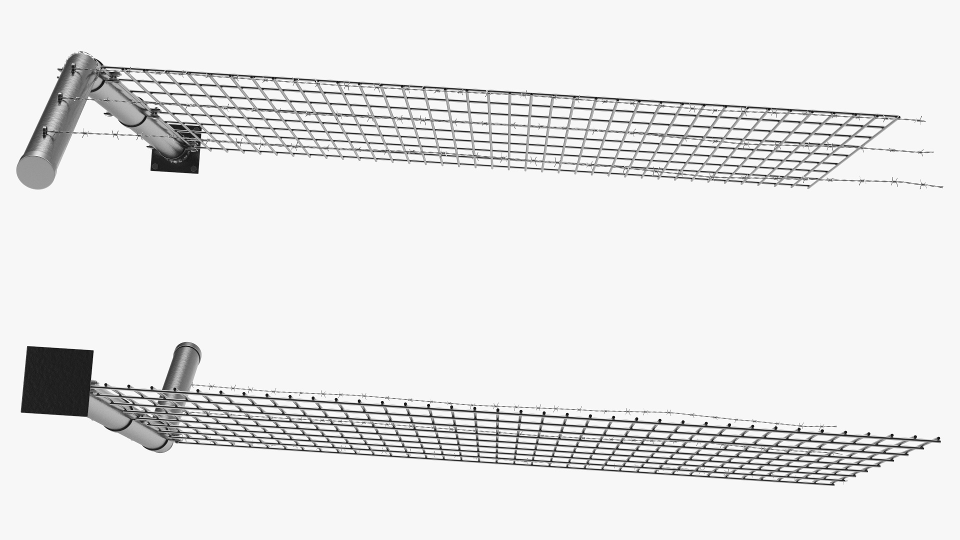 Mesh Fence With Barber Wire 3D