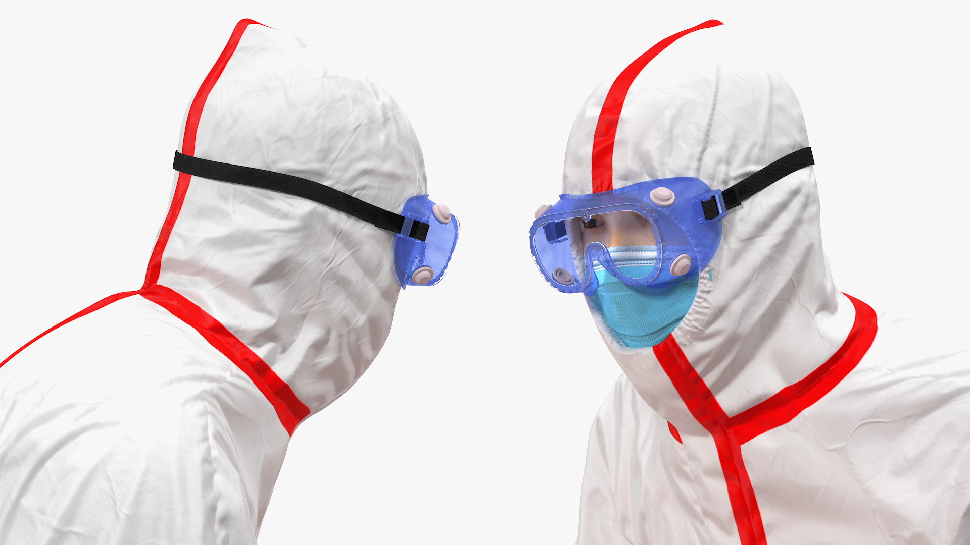 Chemical Protective Suit with Ambulance Hospital Bed Gurney 3D model