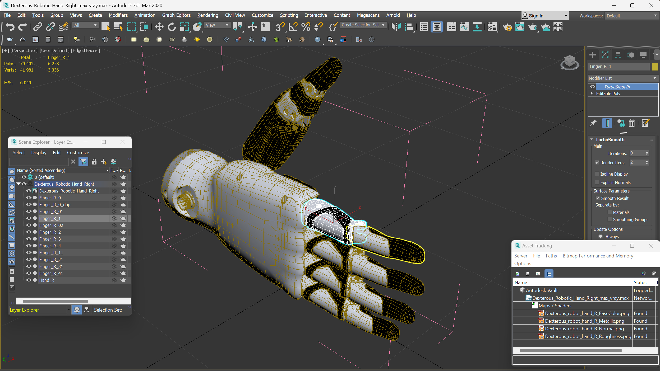 3D Dexterous Robotic Hand Right model