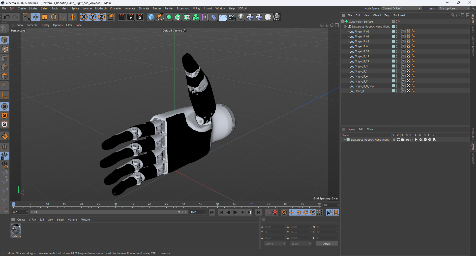 3D Dexterous Robotic Hand Right model