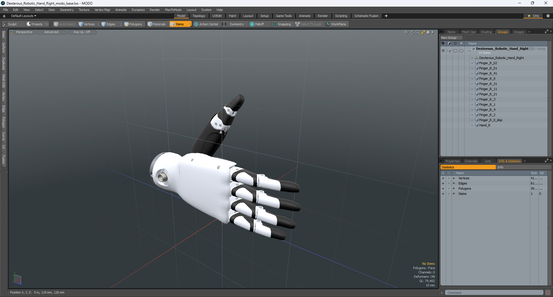 3D Dexterous Robotic Hand Right model