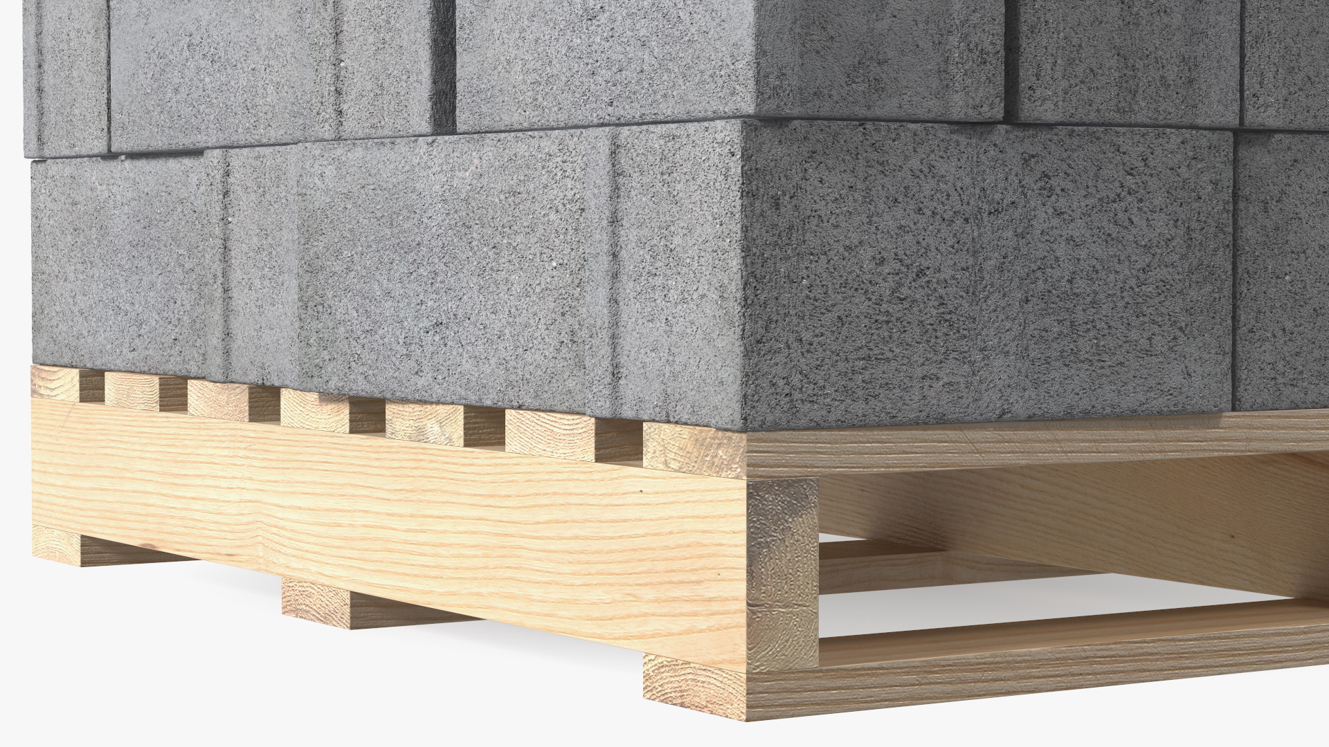 Wooden Pallet with Concrete Blocks 3D model