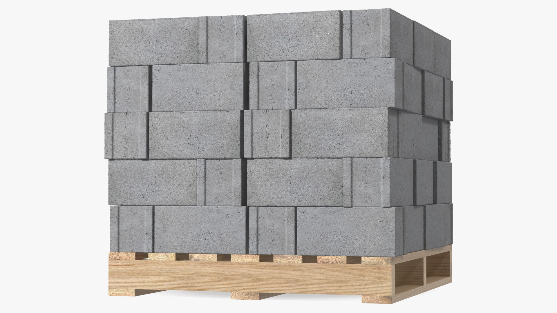 Wooden Pallet with Concrete Blocks 3D model