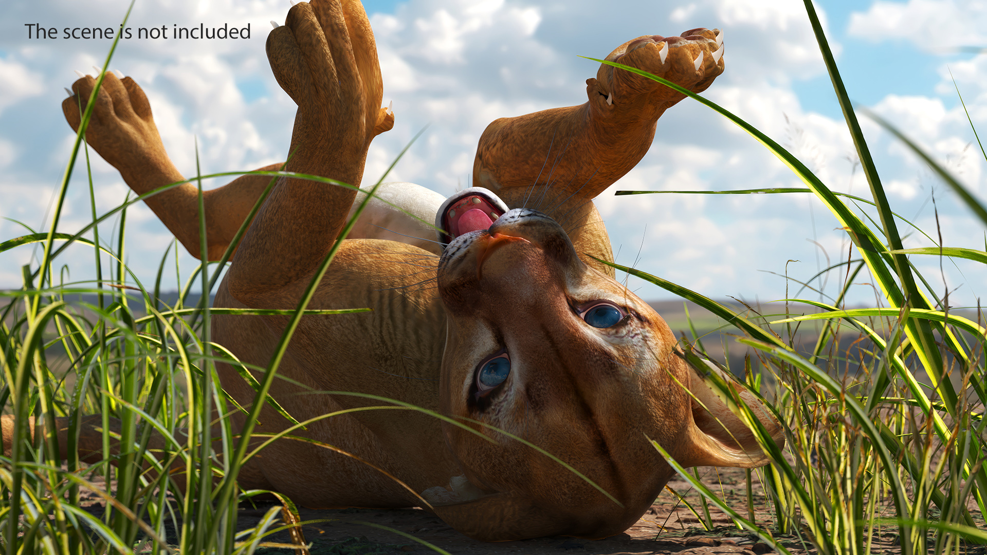 3D Playful Puma Cub with Butterfly