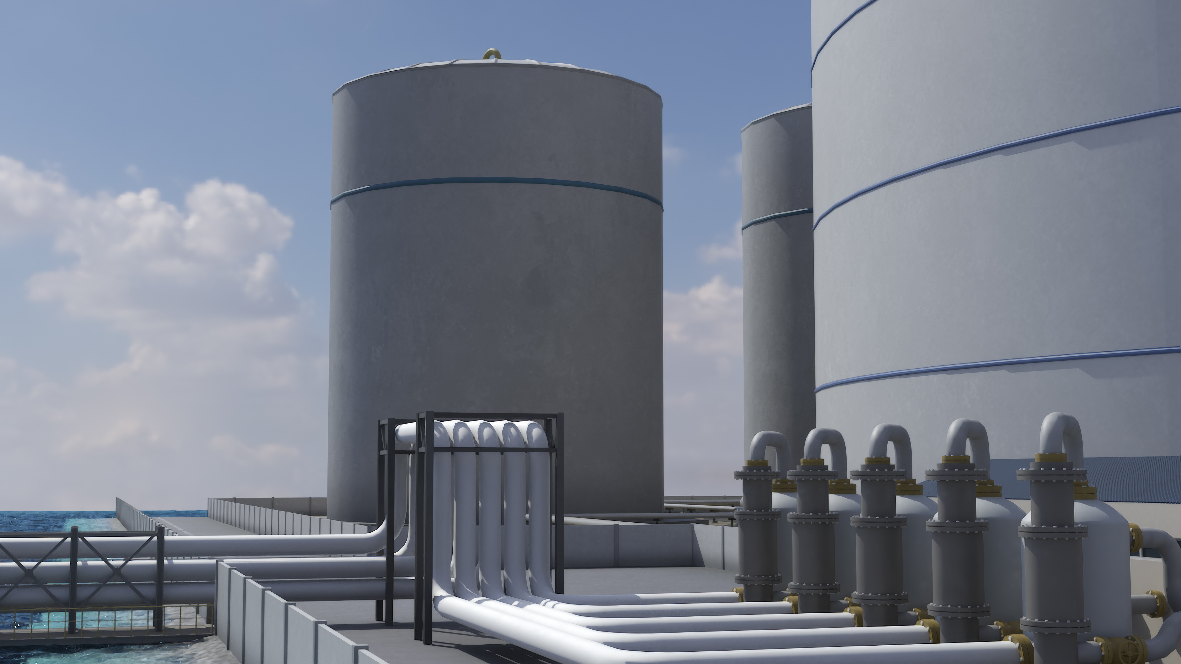 Liquefied Natural Gas Terminal with Gas Carrier Ship 3D