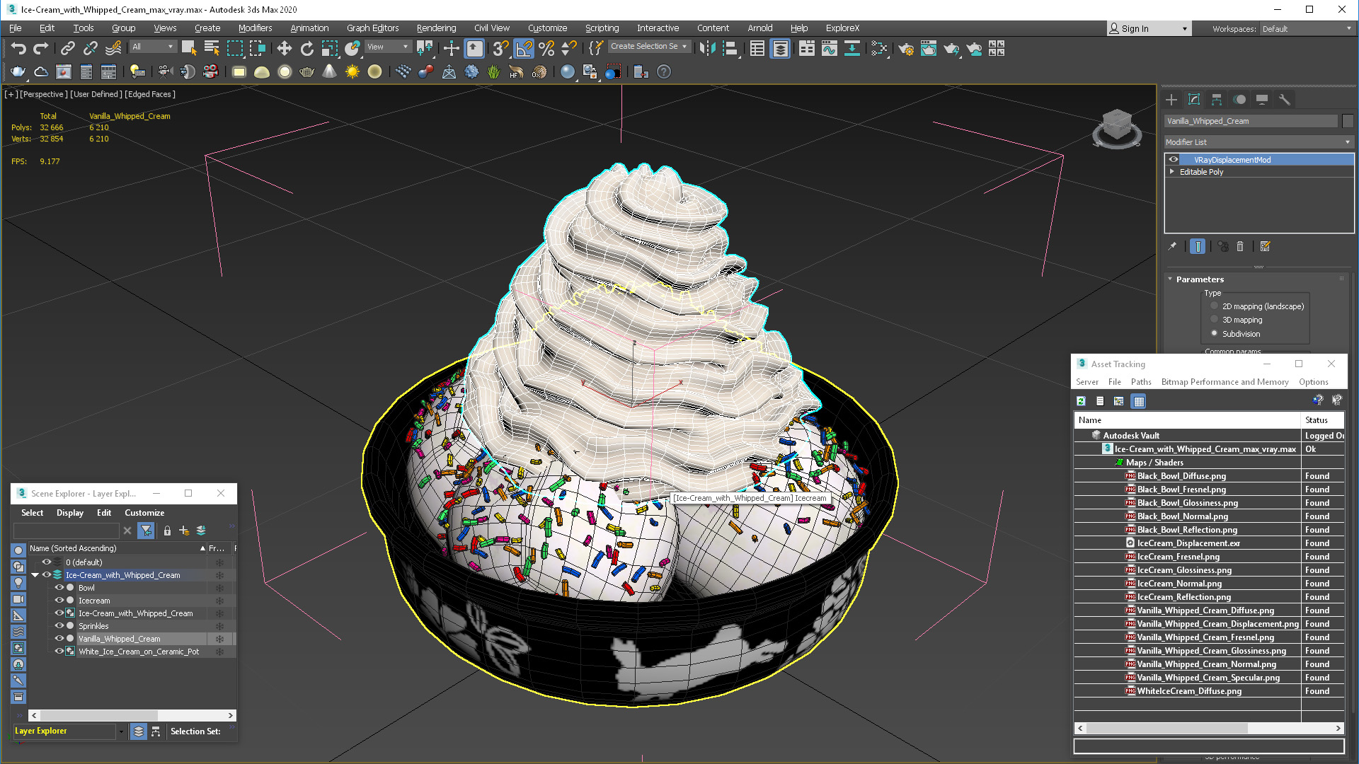 3D Ice-Cream with Whipped Cream model