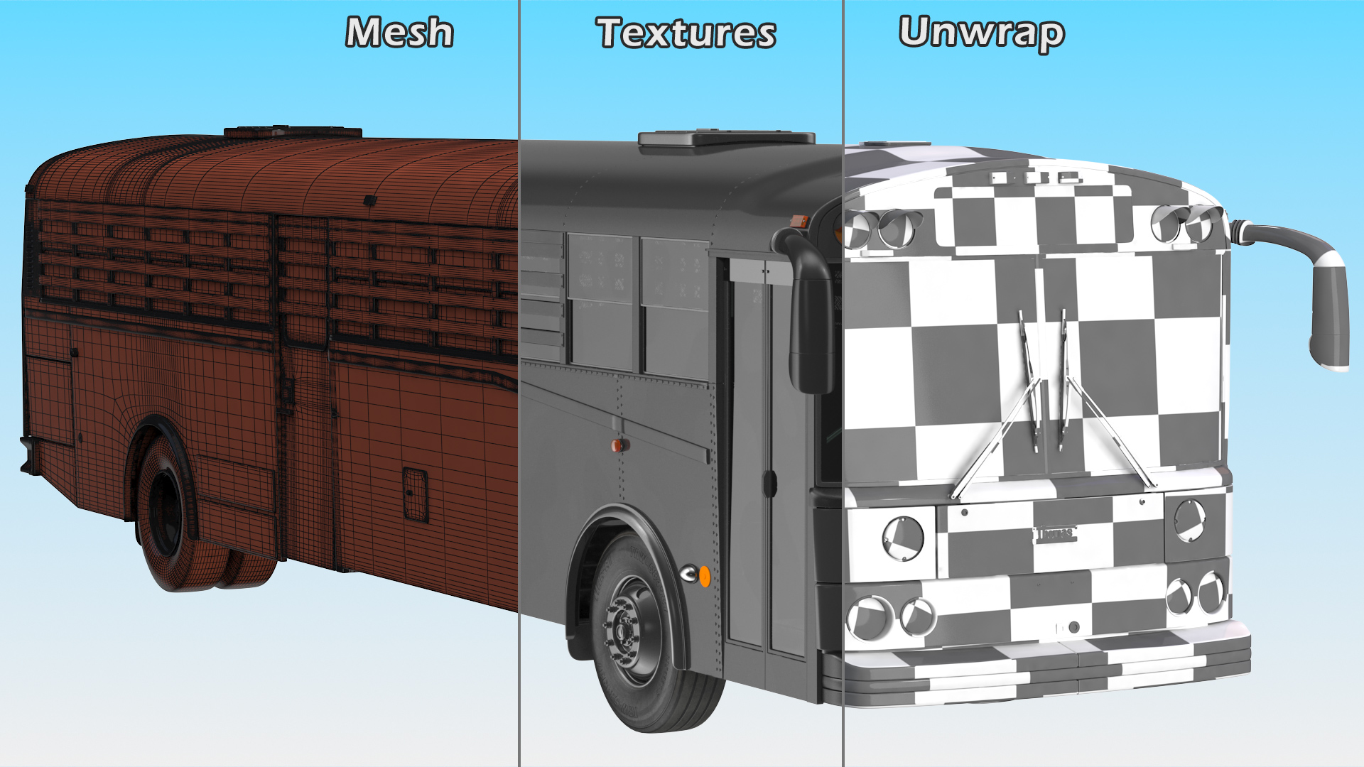 Prison Transport Bus Thomas Saf T Liner Black Rigged 3D