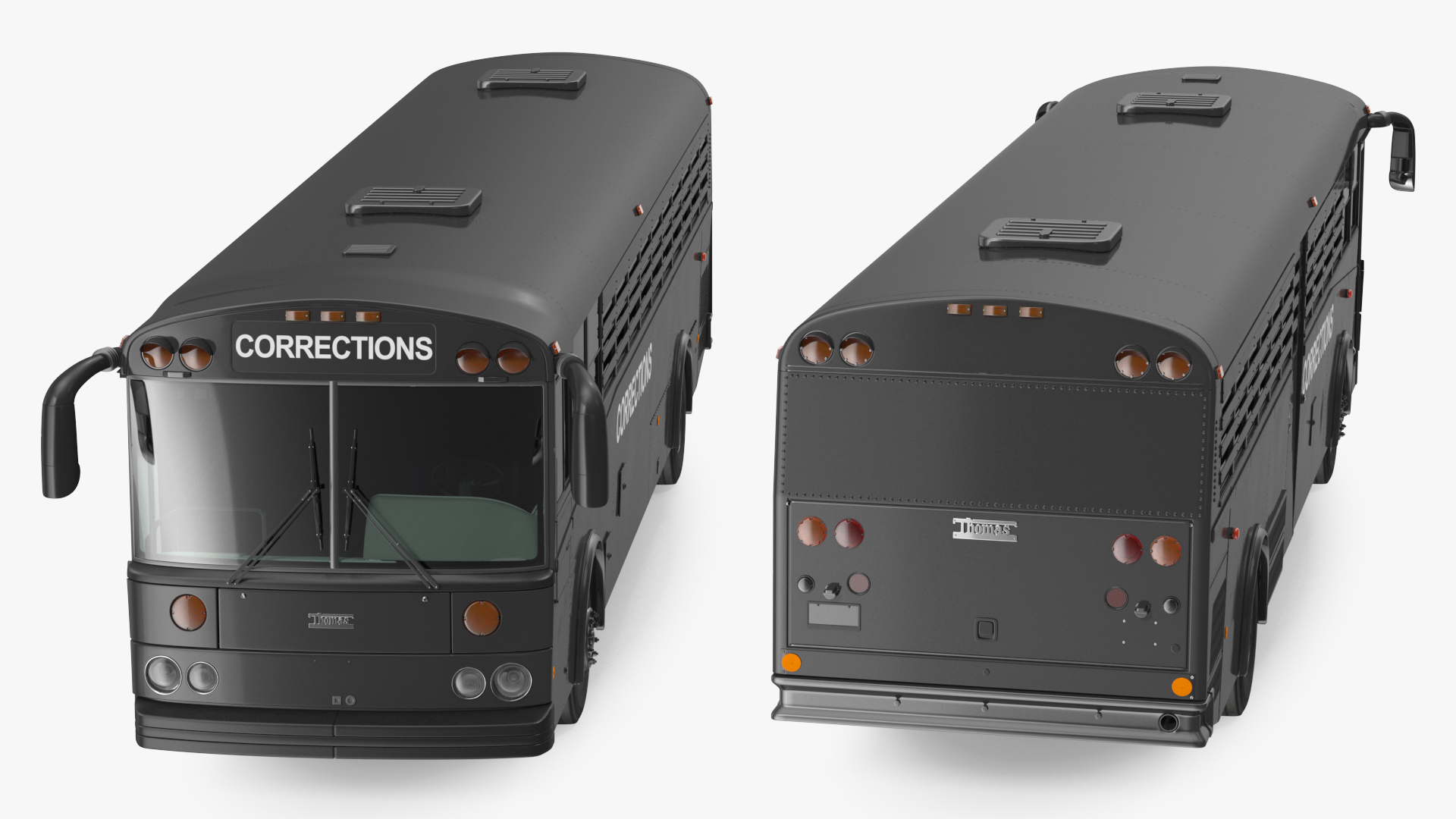 Prison Transport Bus Thomas Saf T Liner Black Rigged 3D