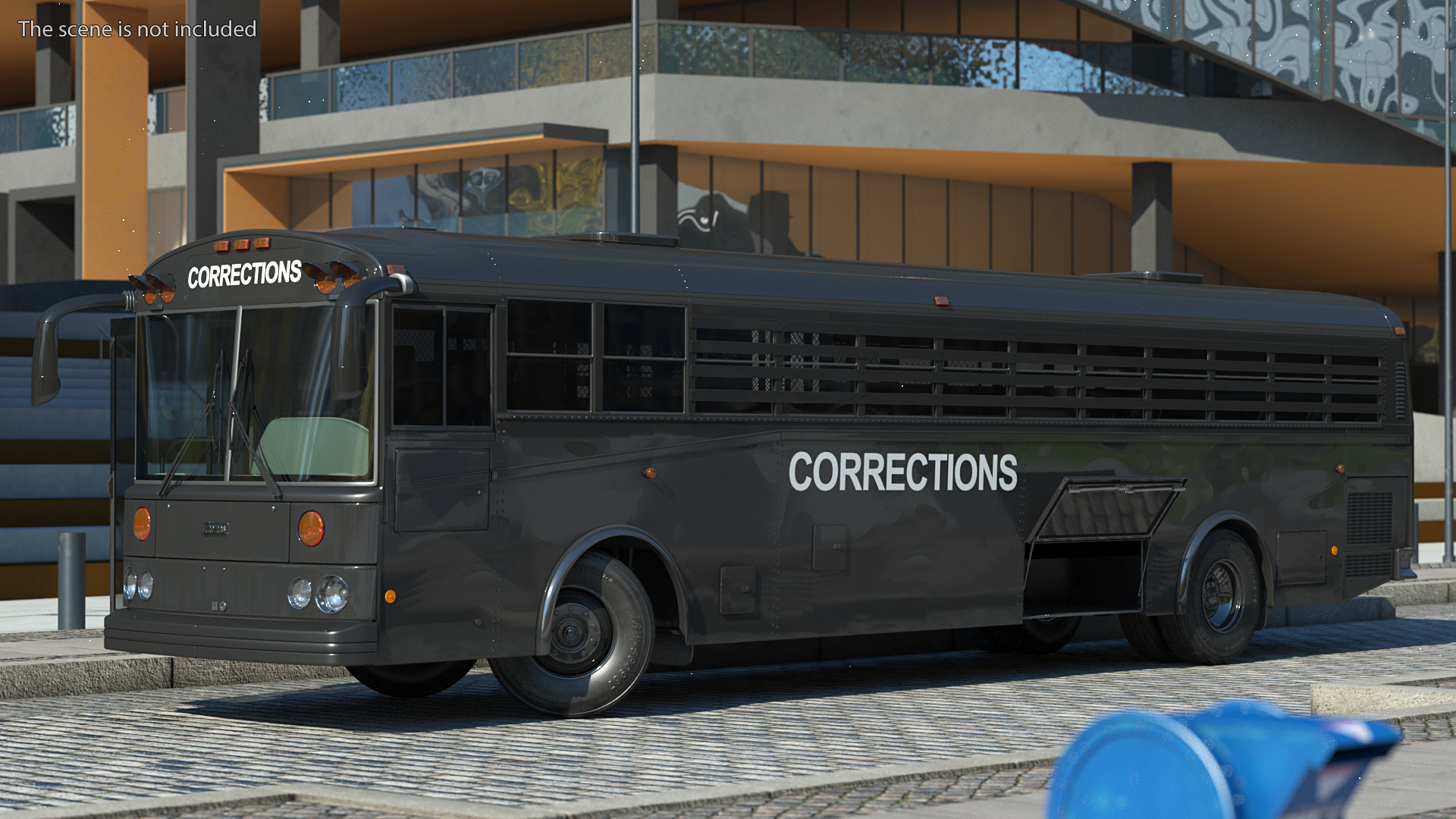 Prison Transport Bus Thomas Saf T Liner Black Rigged 3D