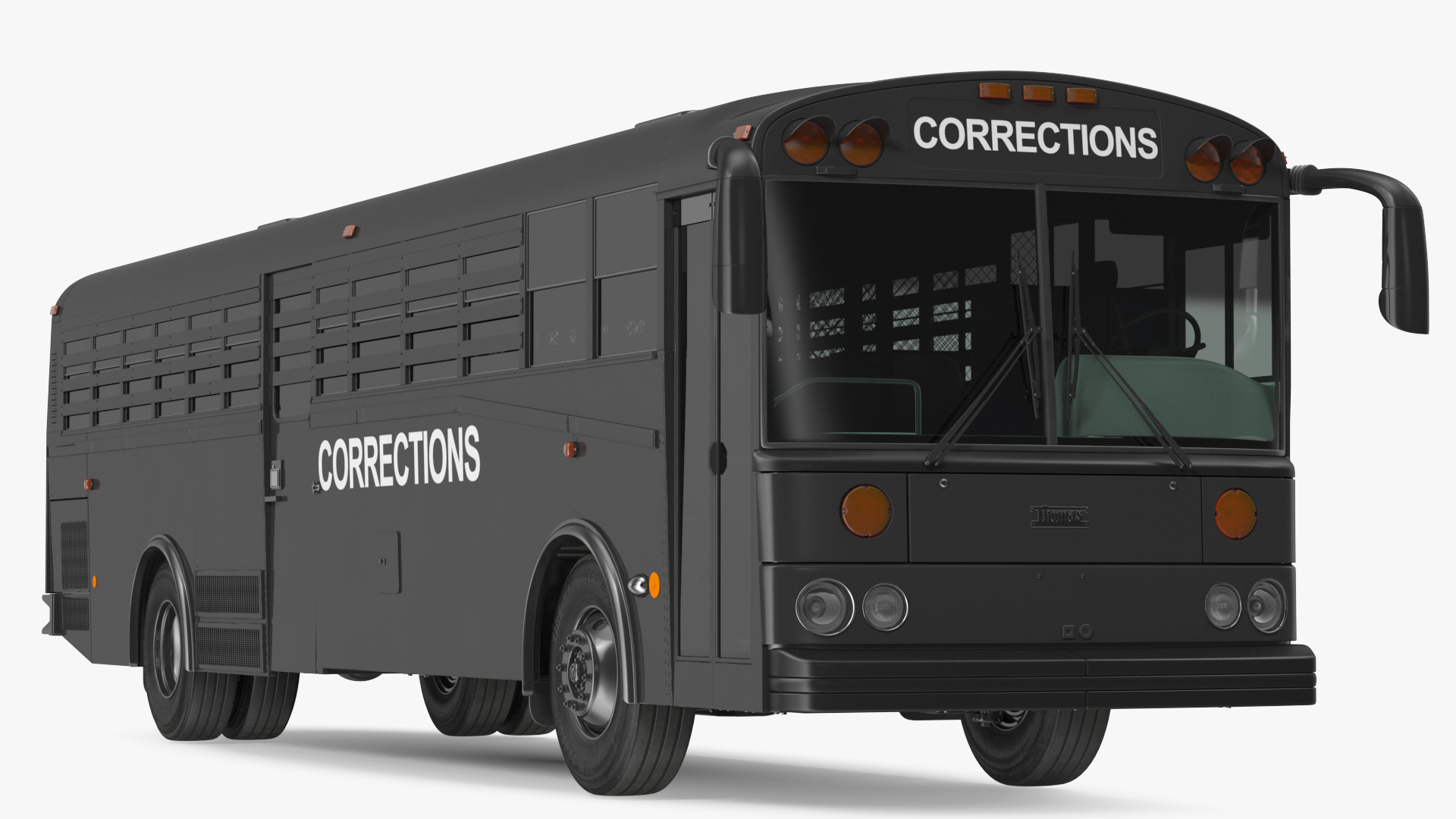 Prison Transport Bus Thomas Saf T Liner Black Rigged 3D