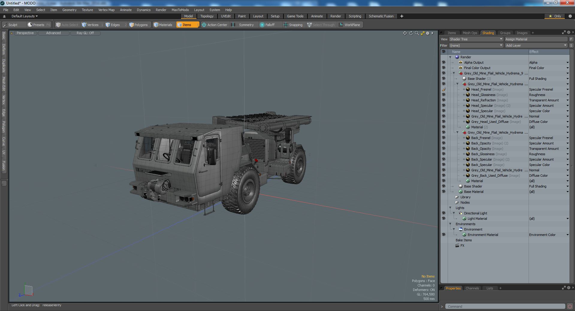 Grey Old Mine Flail Vehicle Hydrema 910 3D model