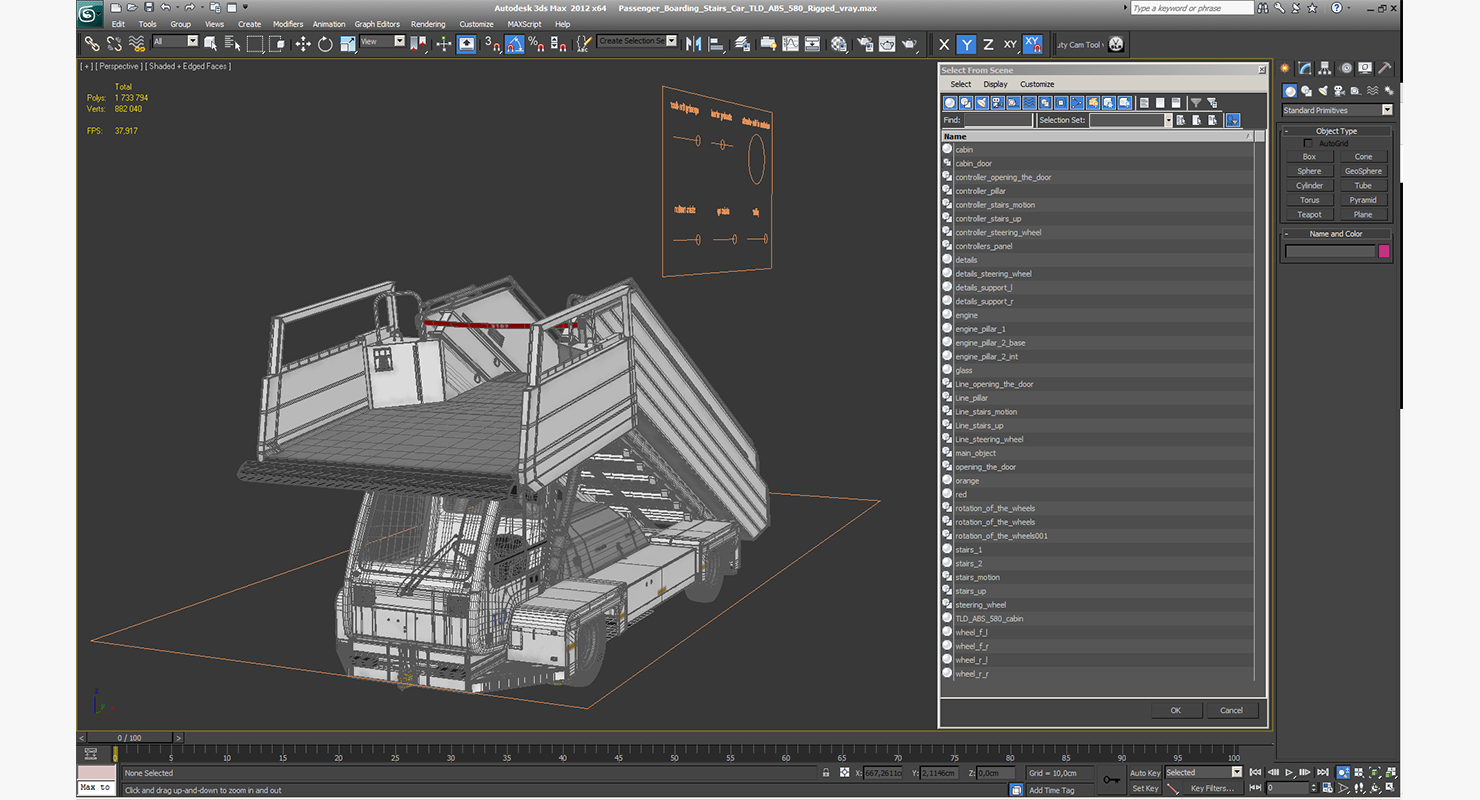 3D Passenger Boarding Stairs Car TLD ABS 580 Rigged model