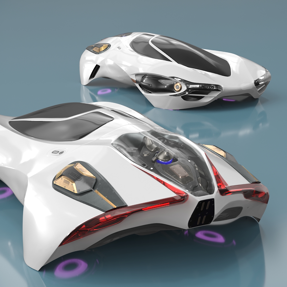 Futuristic Urban Flying Vehicle White Rigged 3D model