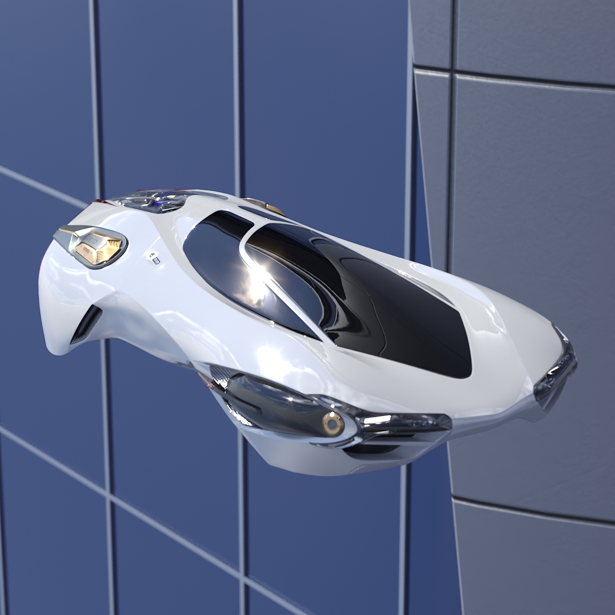 Futuristic Urban Flying Vehicle White Rigged 3D model