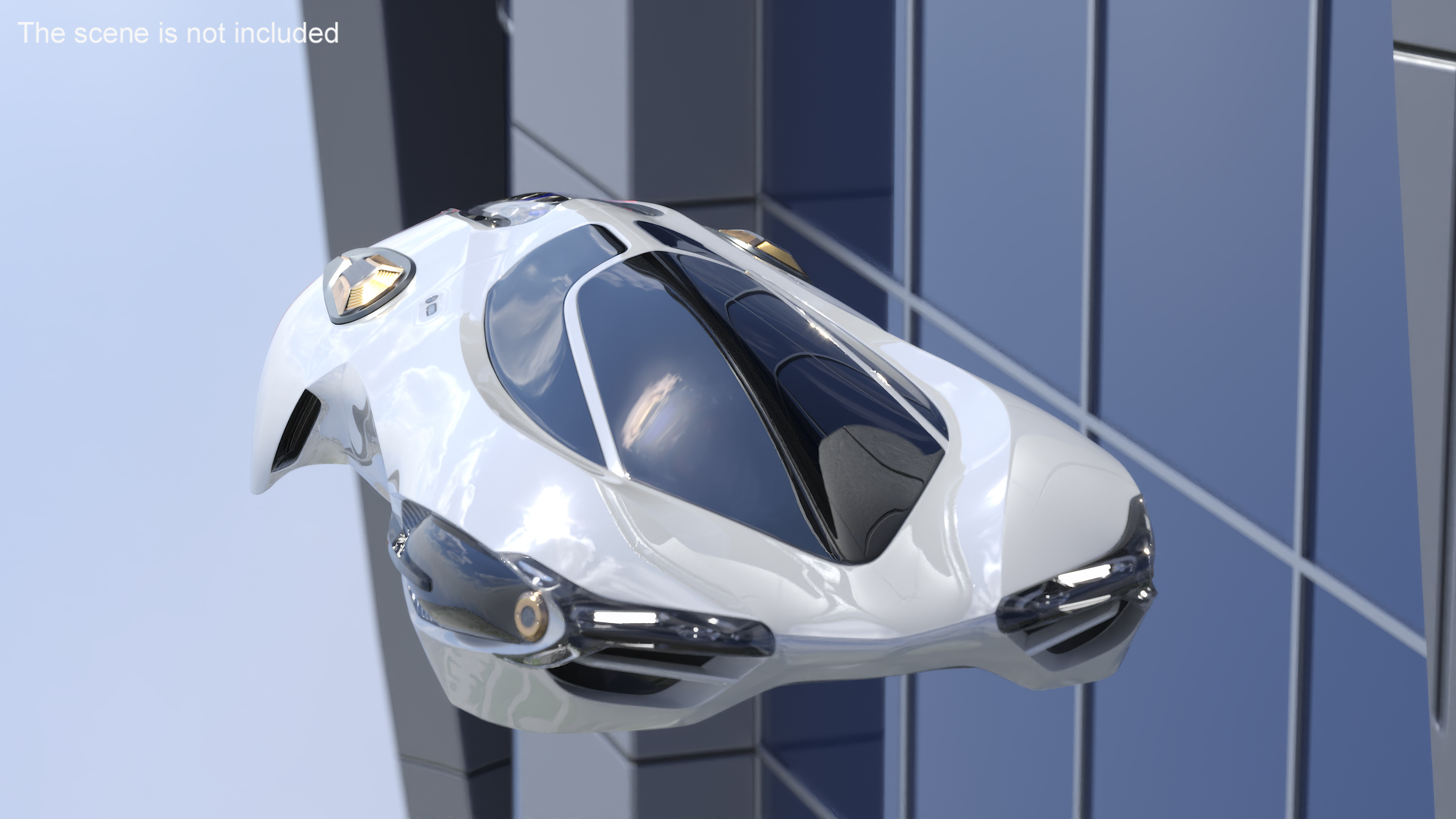 Futuristic Urban Flying Vehicle White Rigged 3D model