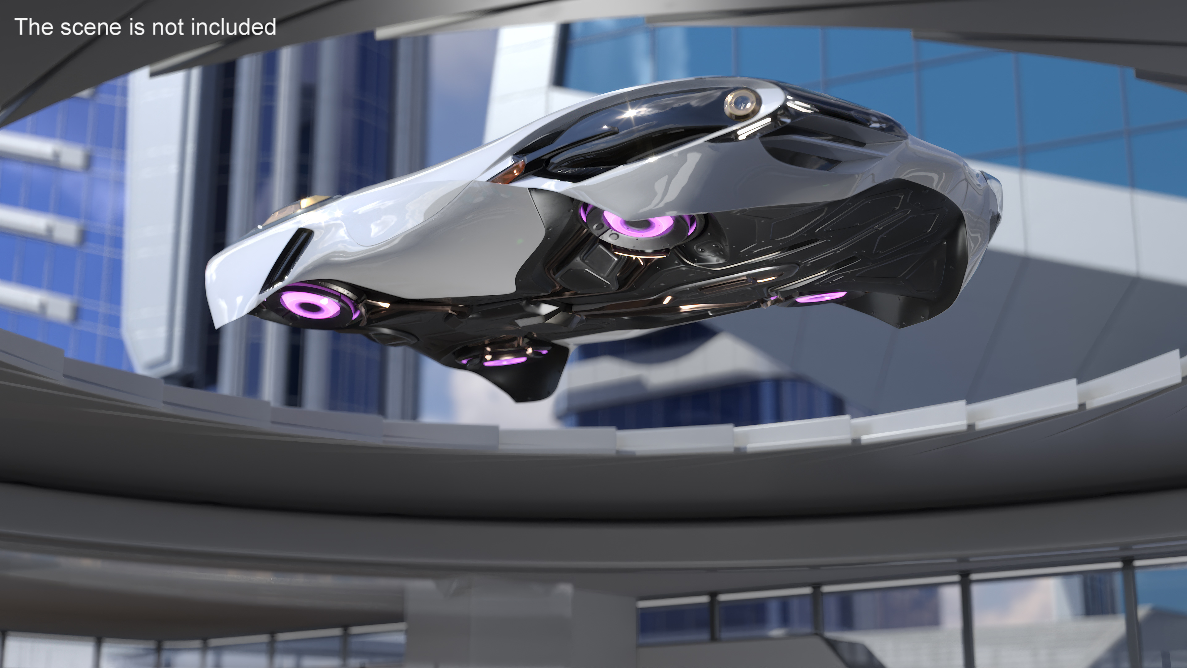 Futuristic Urban Flying Vehicle White Rigged 3D model