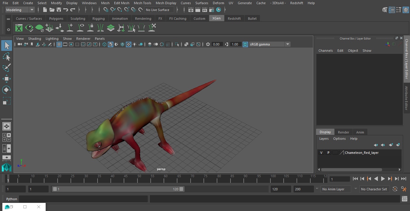 3D Chameleon Red model