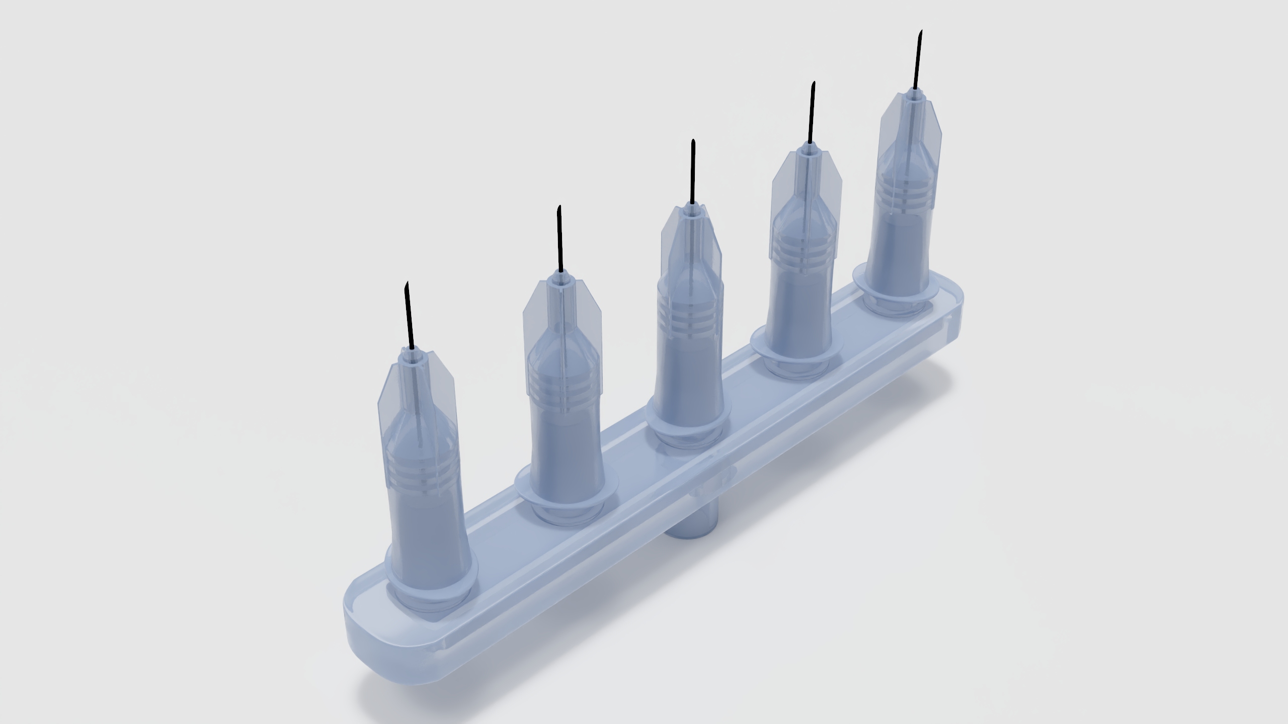 3D model Multi Injector 5 Needles Straight Transparent