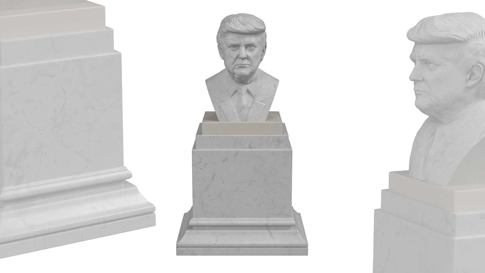 Marble Bust of President Trump on Pedestal 3D