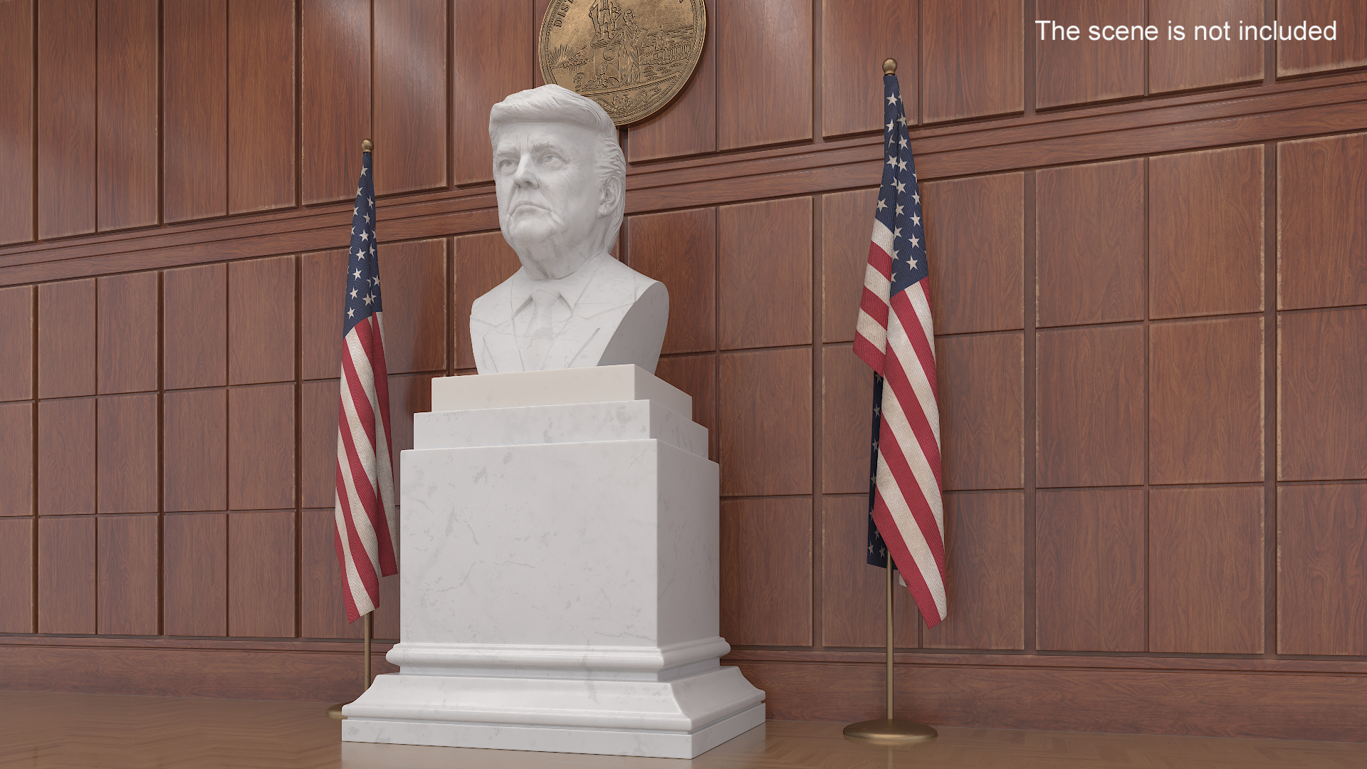 Marble Bust of President Trump on Pedestal 3D