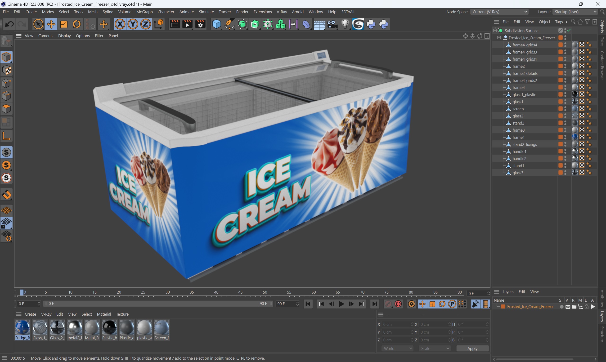 3D model Frosted Ice Cream Freezer