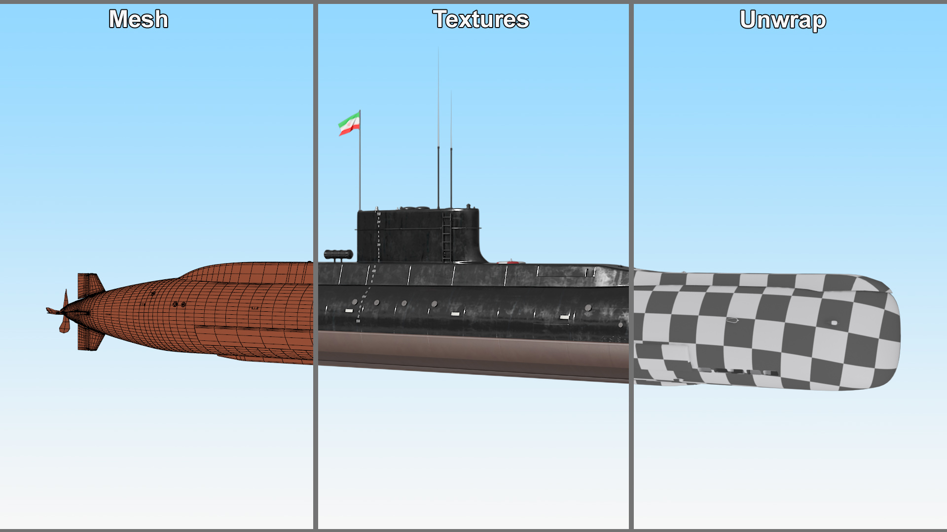 Iranian Fateh Semi Heavy Submarine 3D model