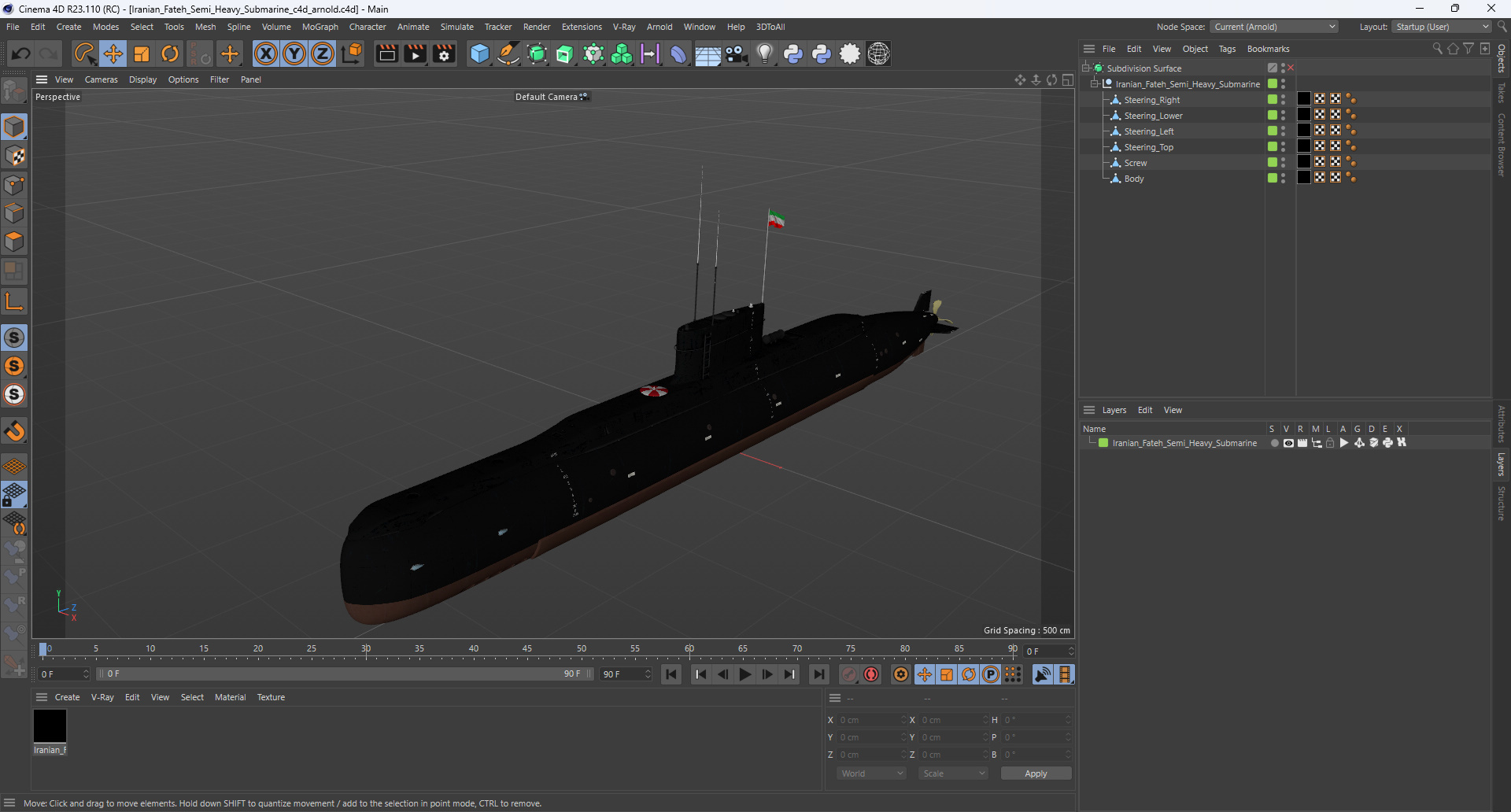 Iranian Fateh Semi Heavy Submarine 3D model