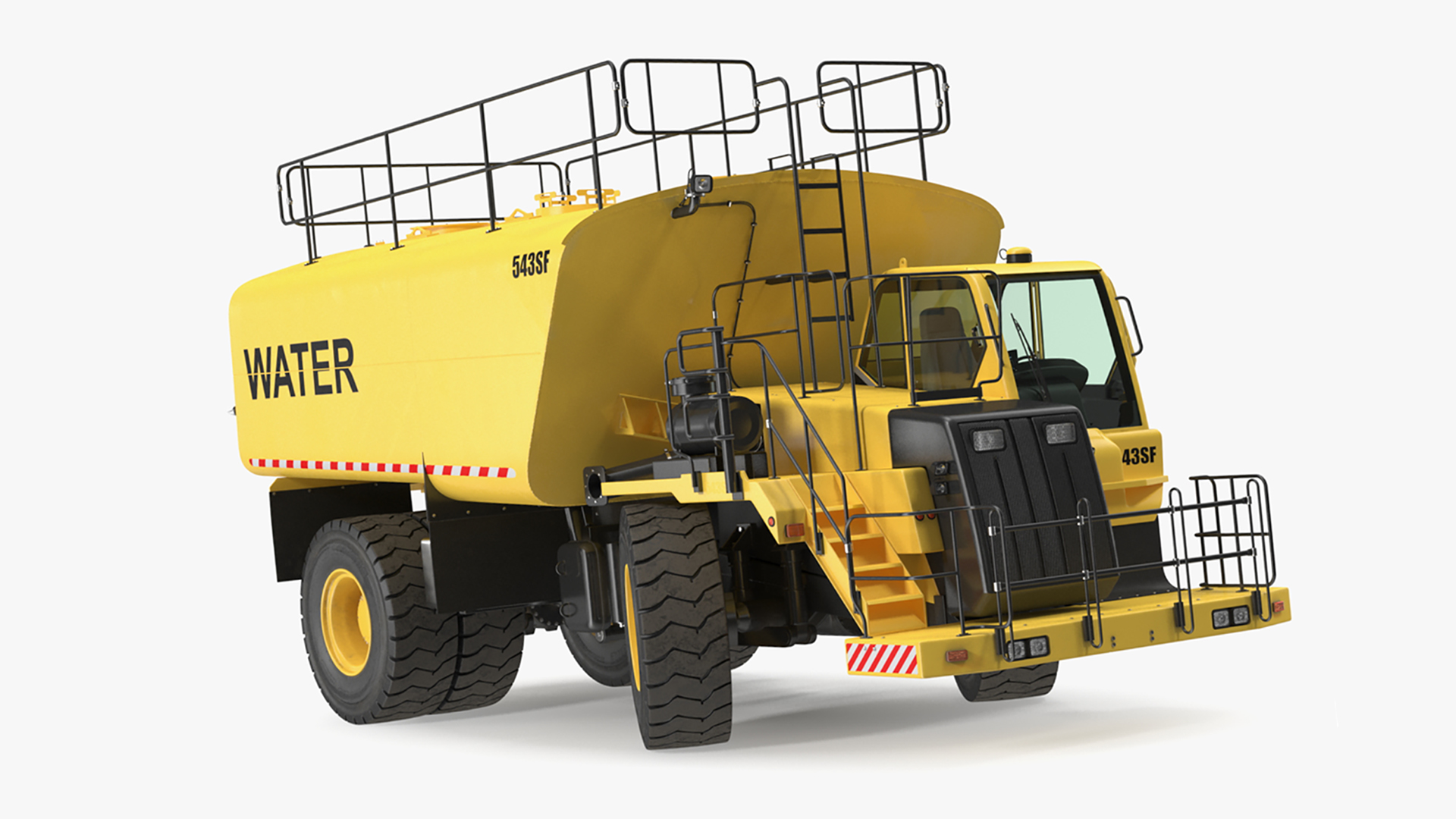 Yellow Construction Water Truck Rigged for Cinema 4D 3D