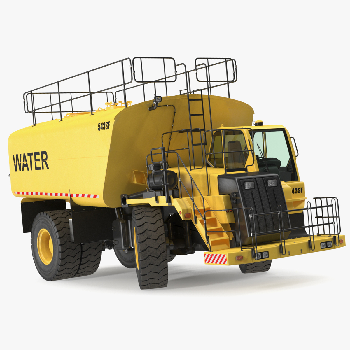 Yellow Construction Water Truck Rigged for Cinema 4D 3D