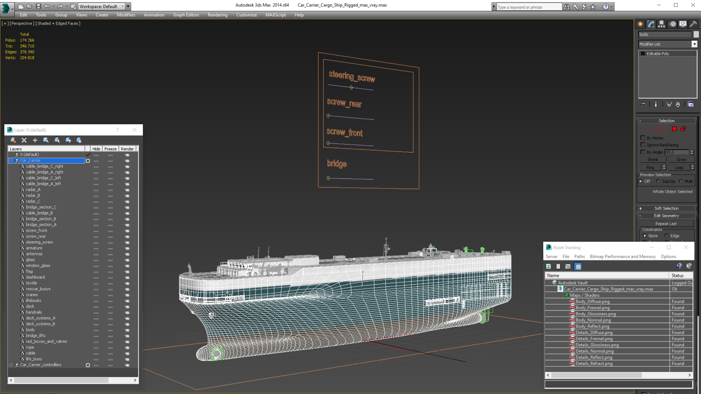 Car Carrier Cargo Ship Rigged 3D model