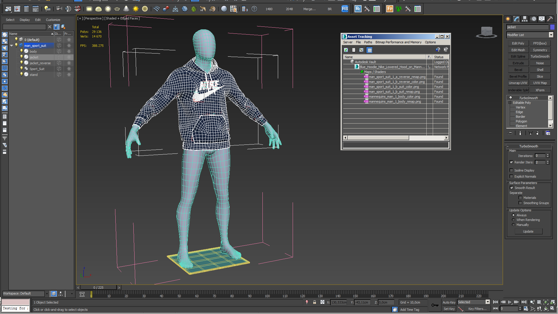 Blue Hoodie Nike Lowered Hood on Mannequin 3D