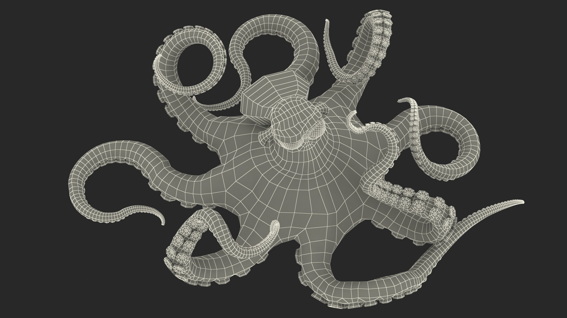 Cartoon Octopus Moving Pose 3D