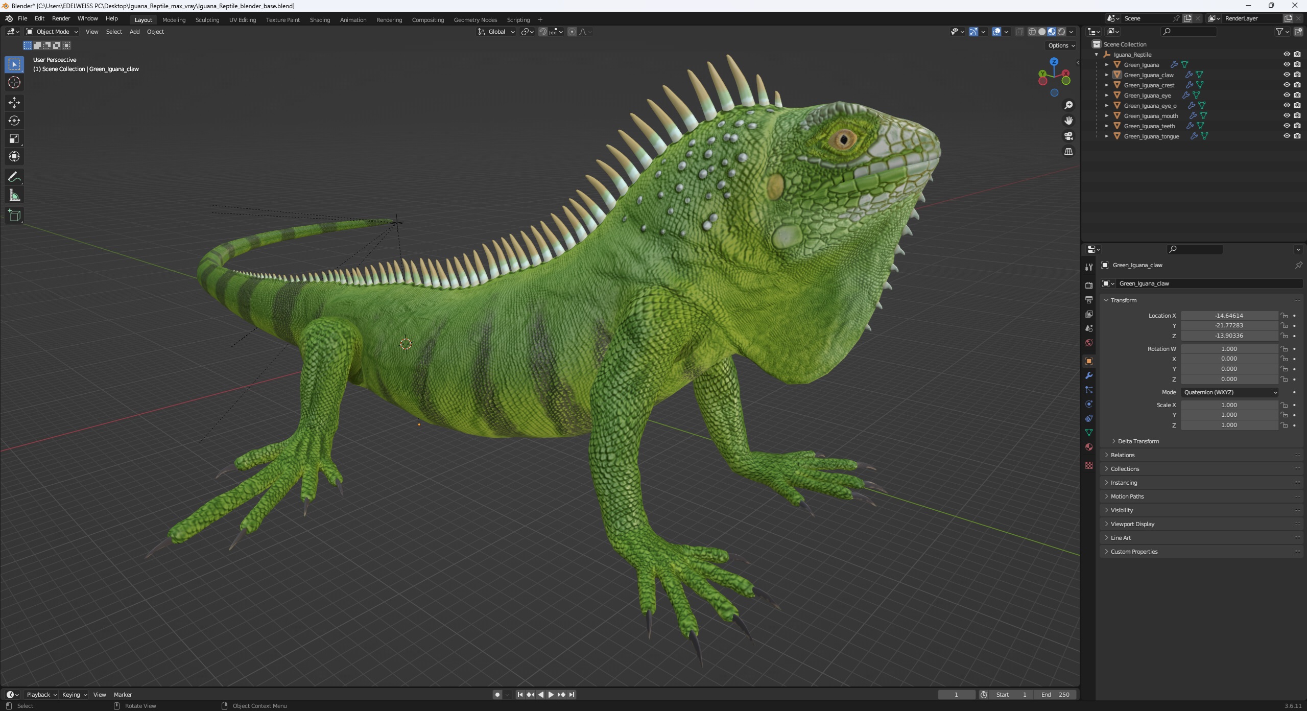 Iguana Reptile 3D model