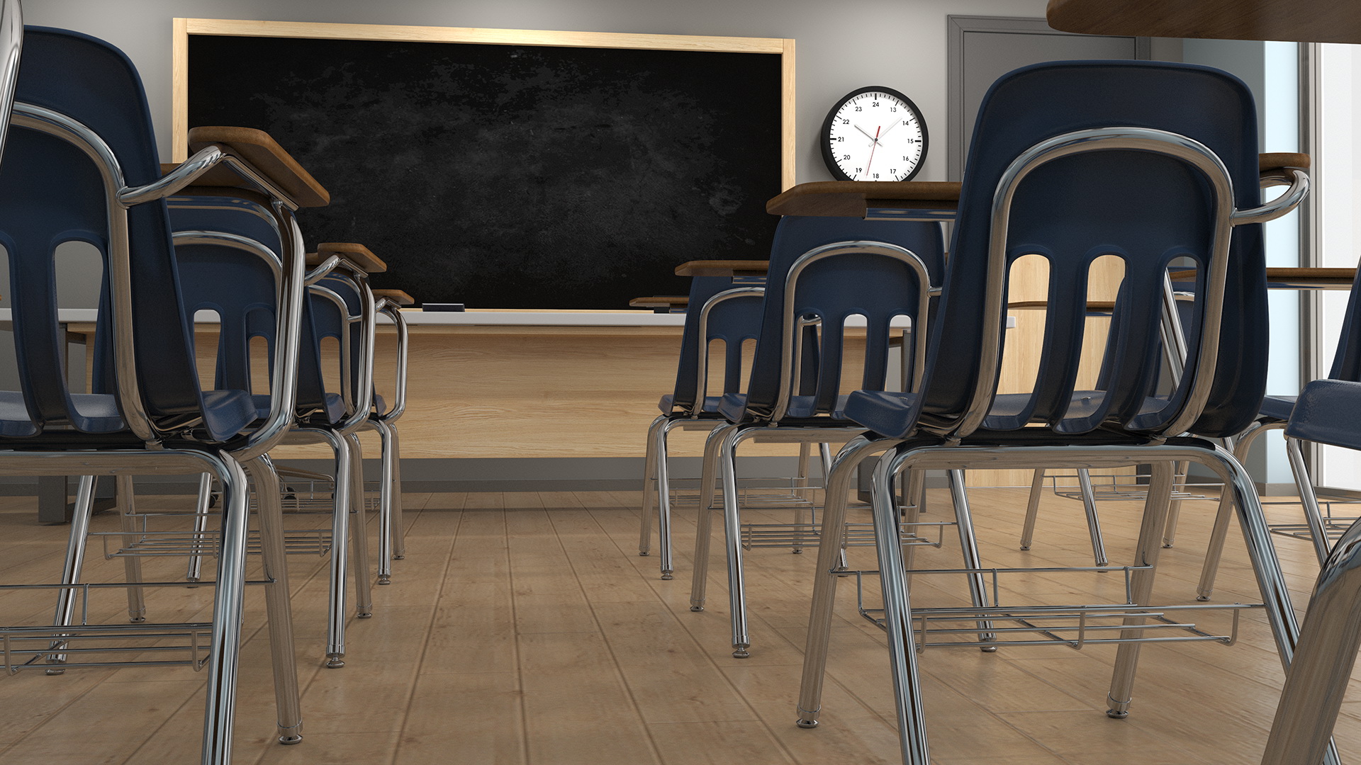 Classroom Interior with Furniture Light 3D model