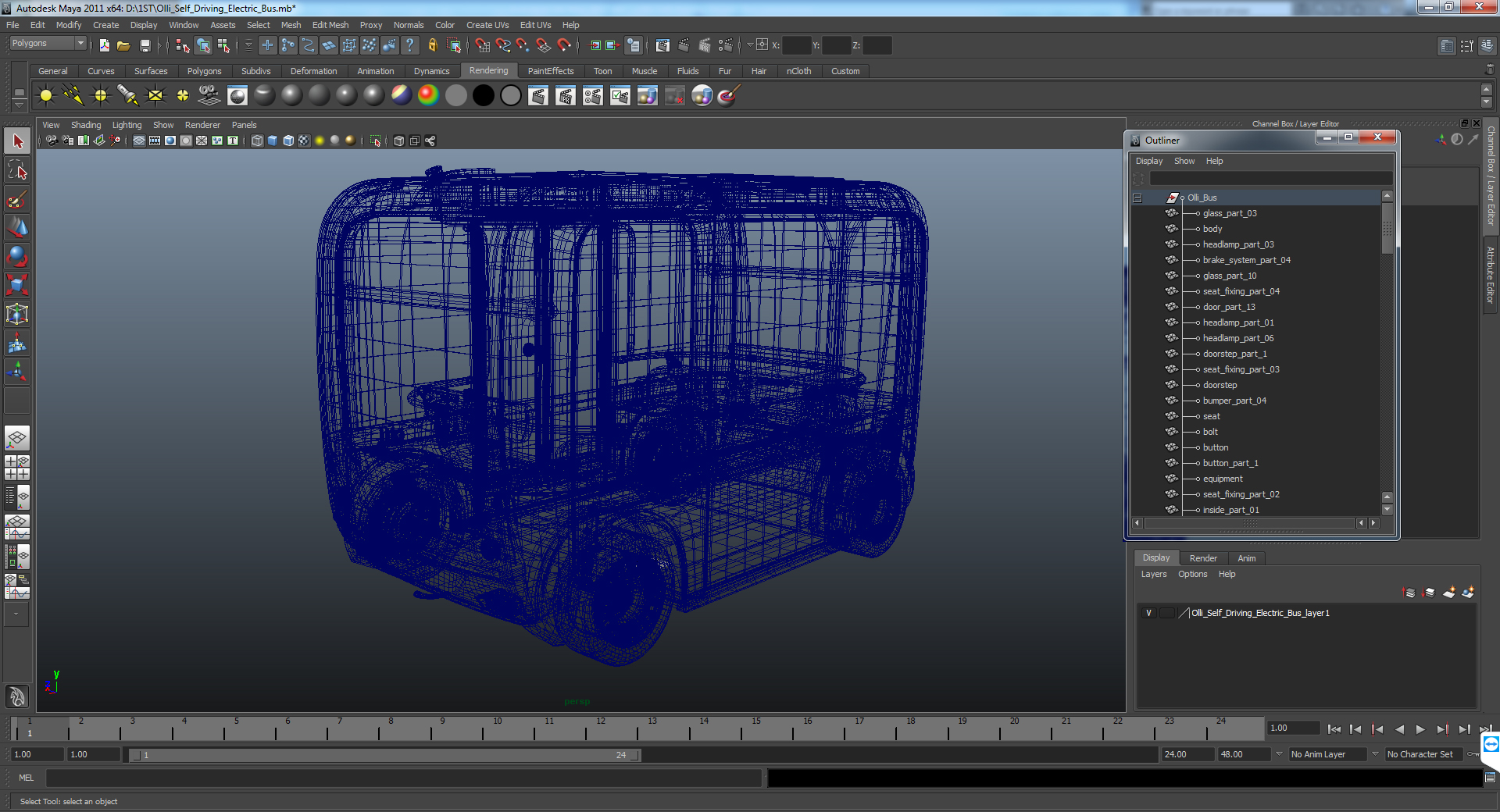 3D model Olli Self Driving Electric Bus