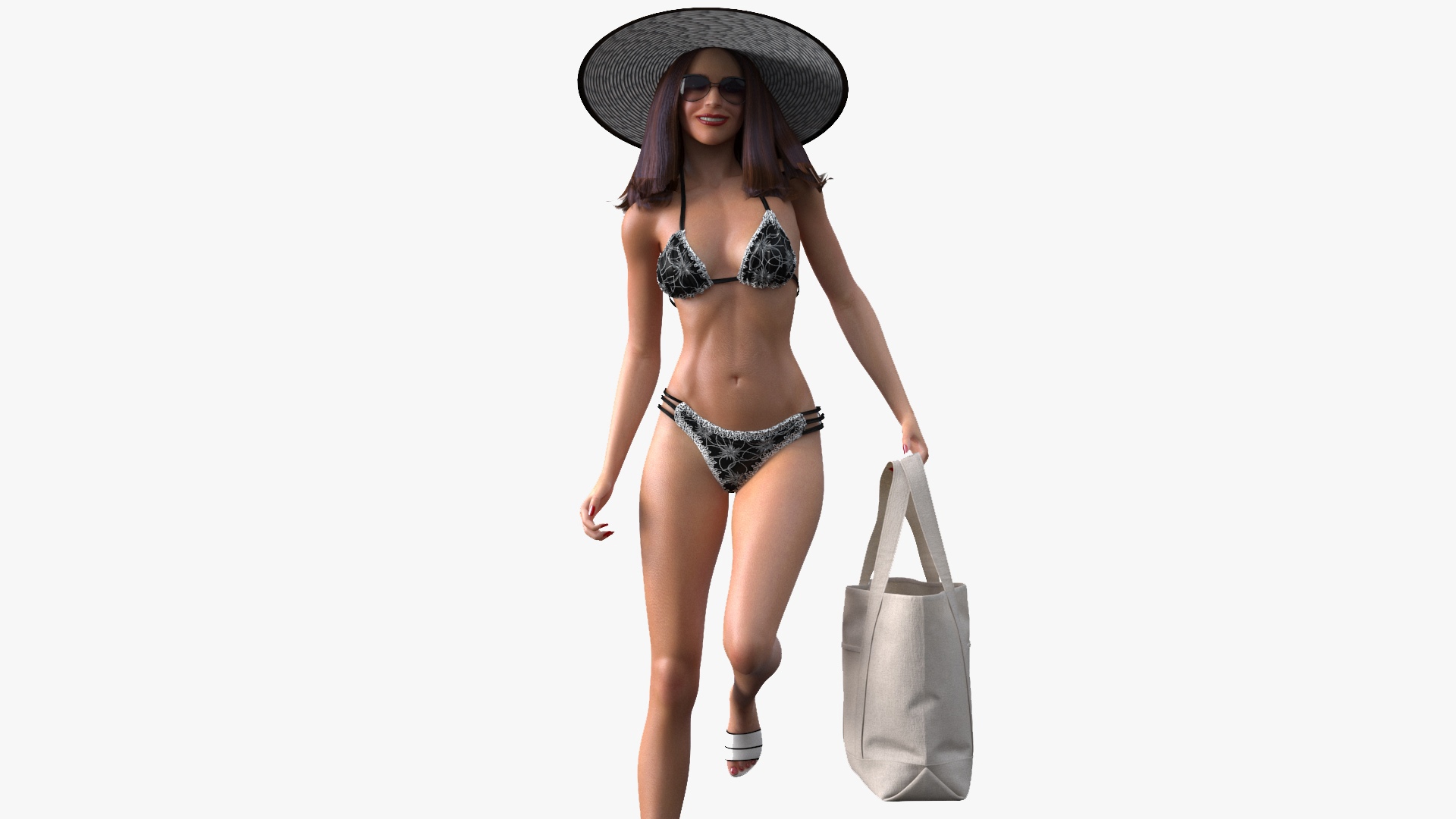 3D Bikini Girl With Bag Rigged for Maya