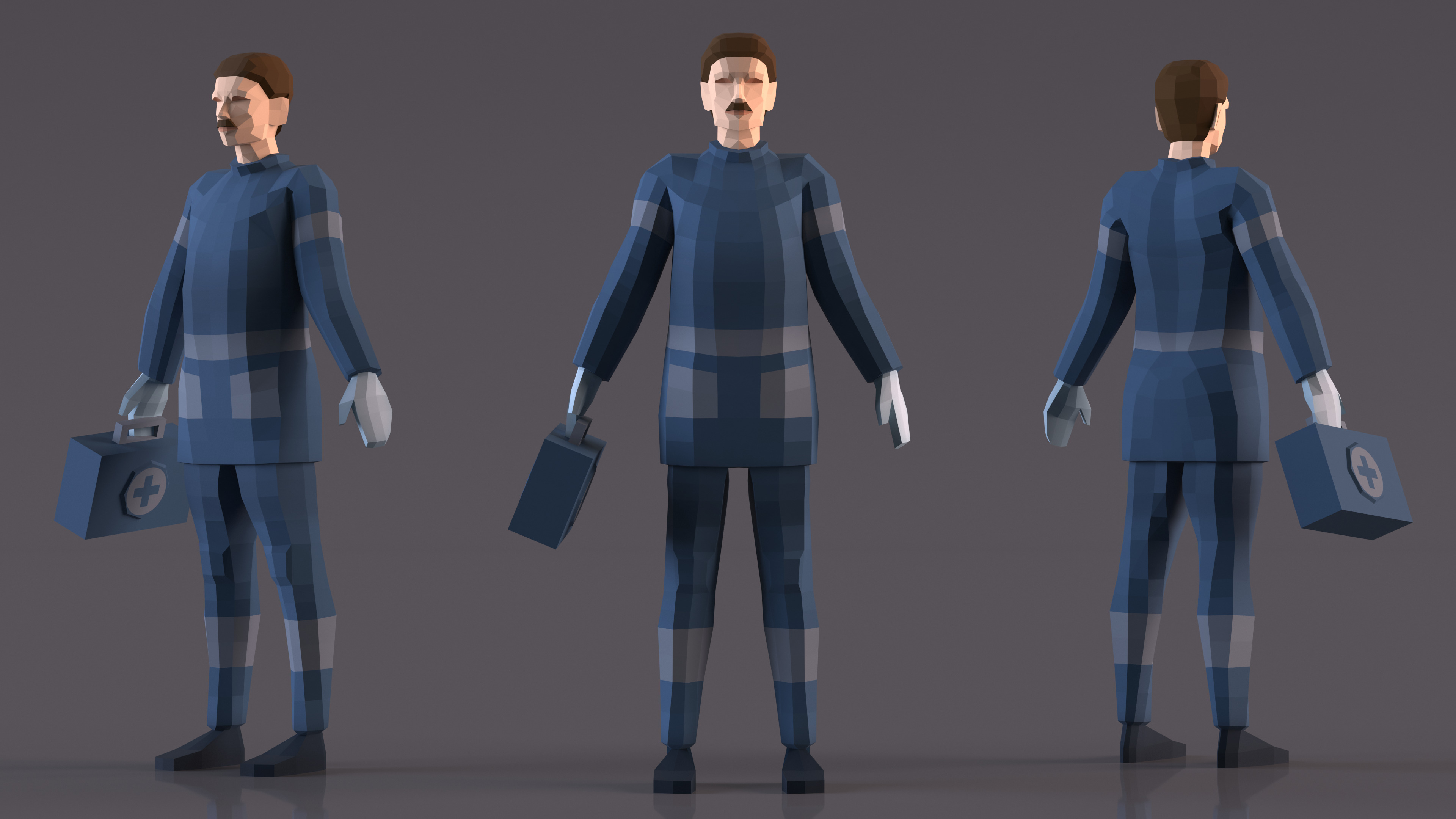 3D model Paramedic Low Poly Rigged