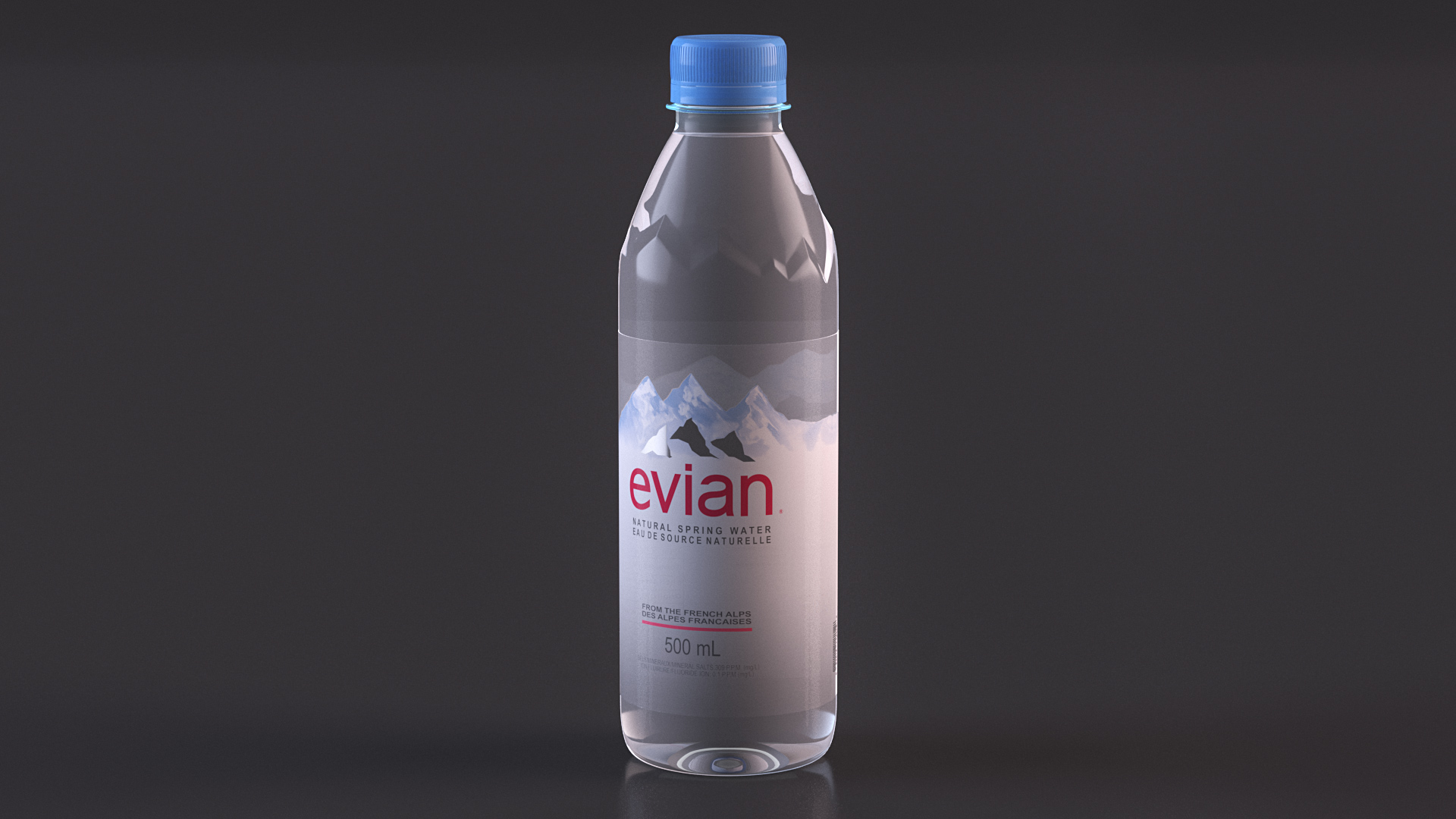 3D Evian Natural Mineral Water 500ml Plastic Bottle model