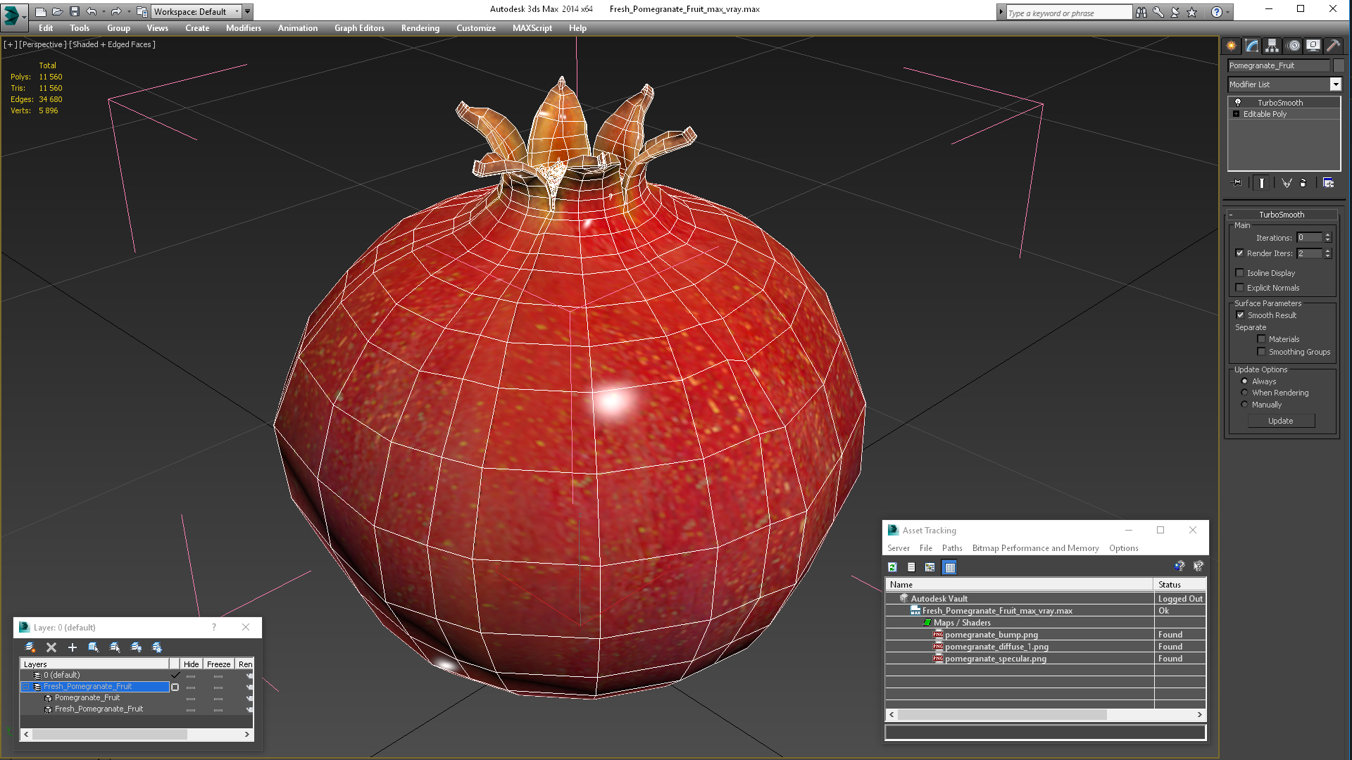 3D Fresh Pomegranate Fruit model