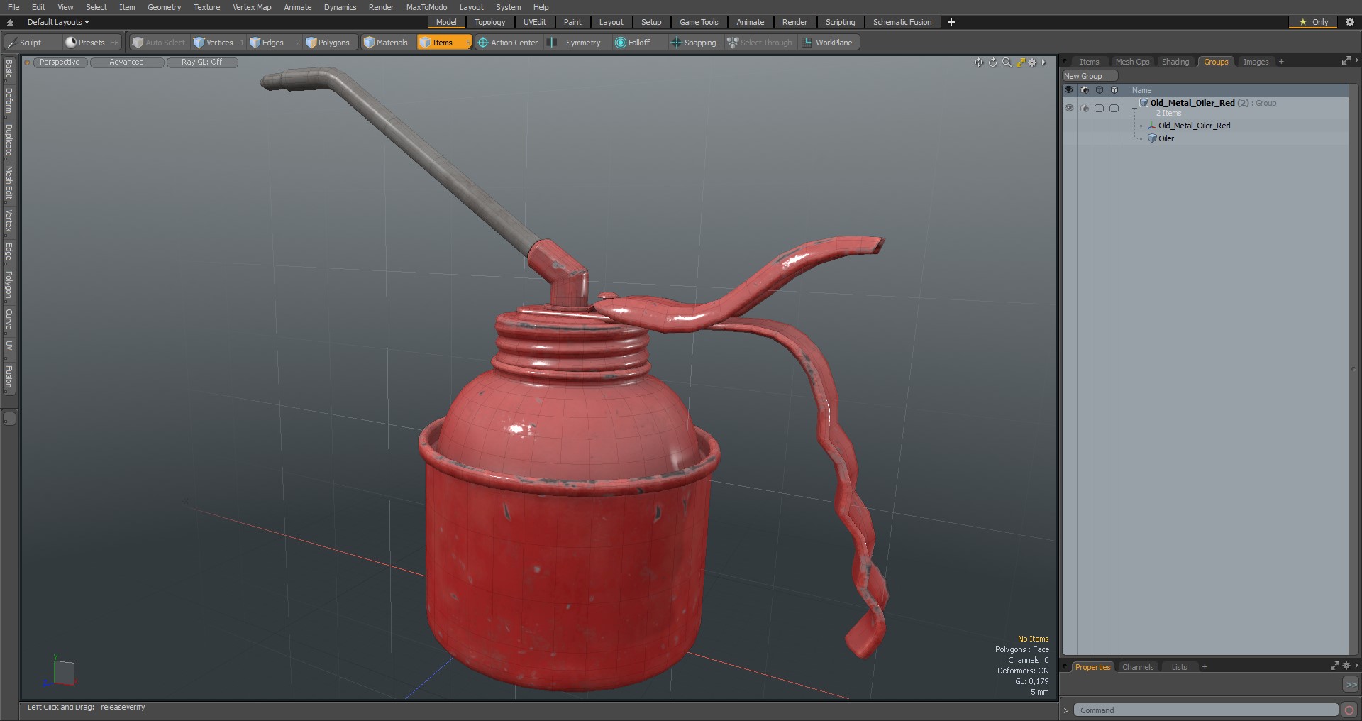 Old Metal Oiler Red 3D model