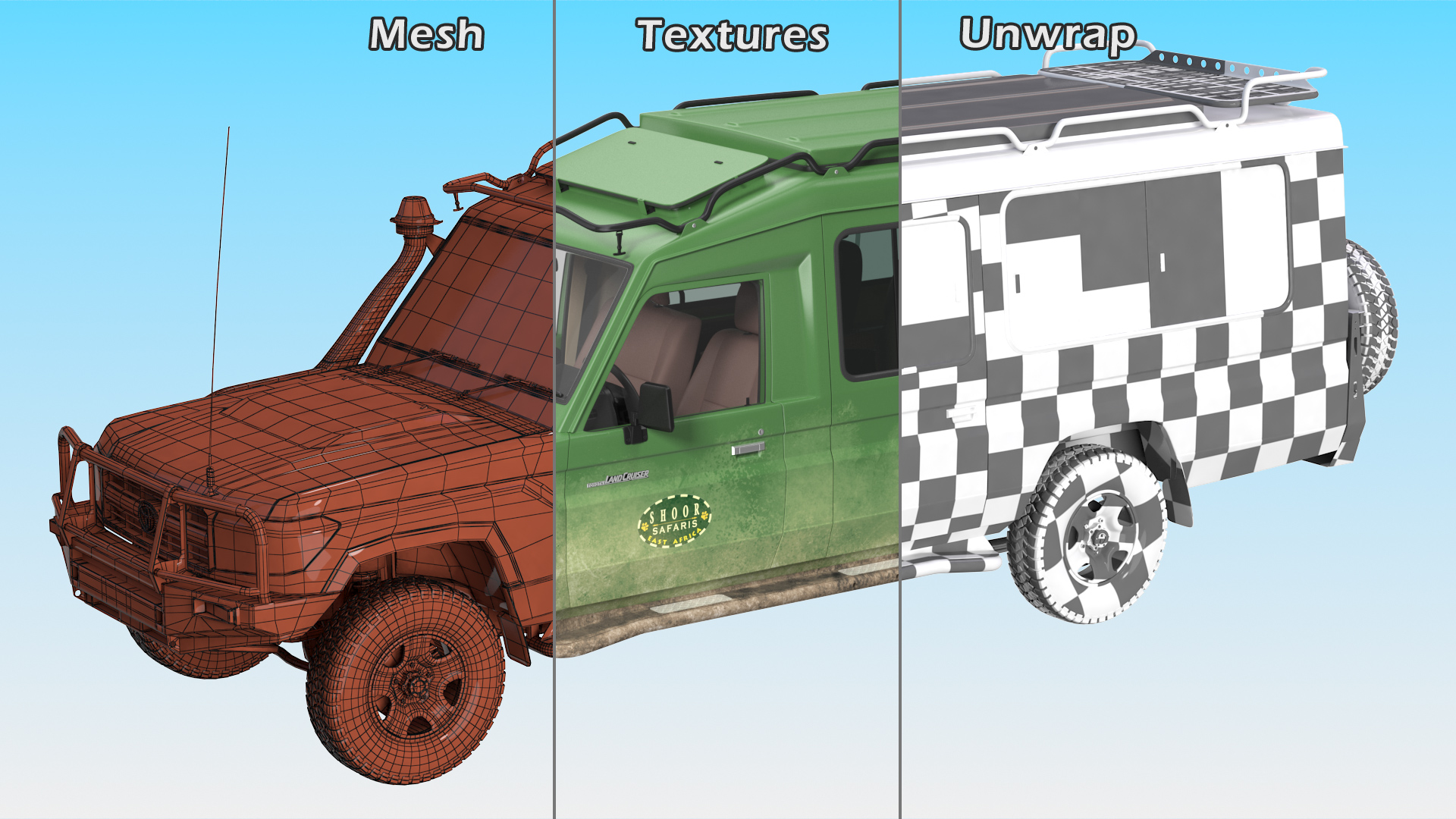 3D Toyota Land Cruiser Safari Green Dirty model