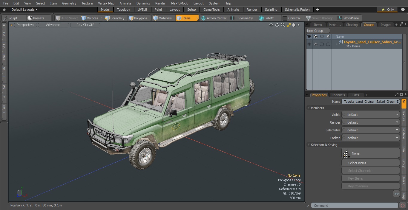 3D Toyota Land Cruiser Safari Green Dirty model