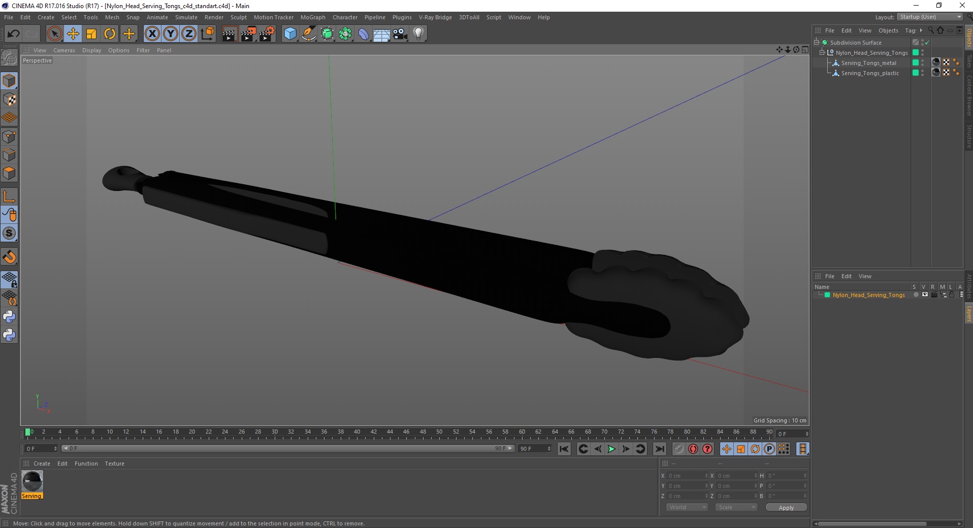 Nylon Head Serving Tongs 3D model