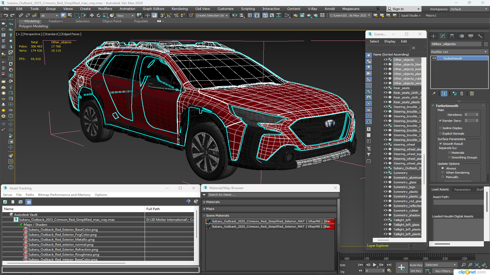 Subaru Outback 2025 Crimson Red Simplified 3D