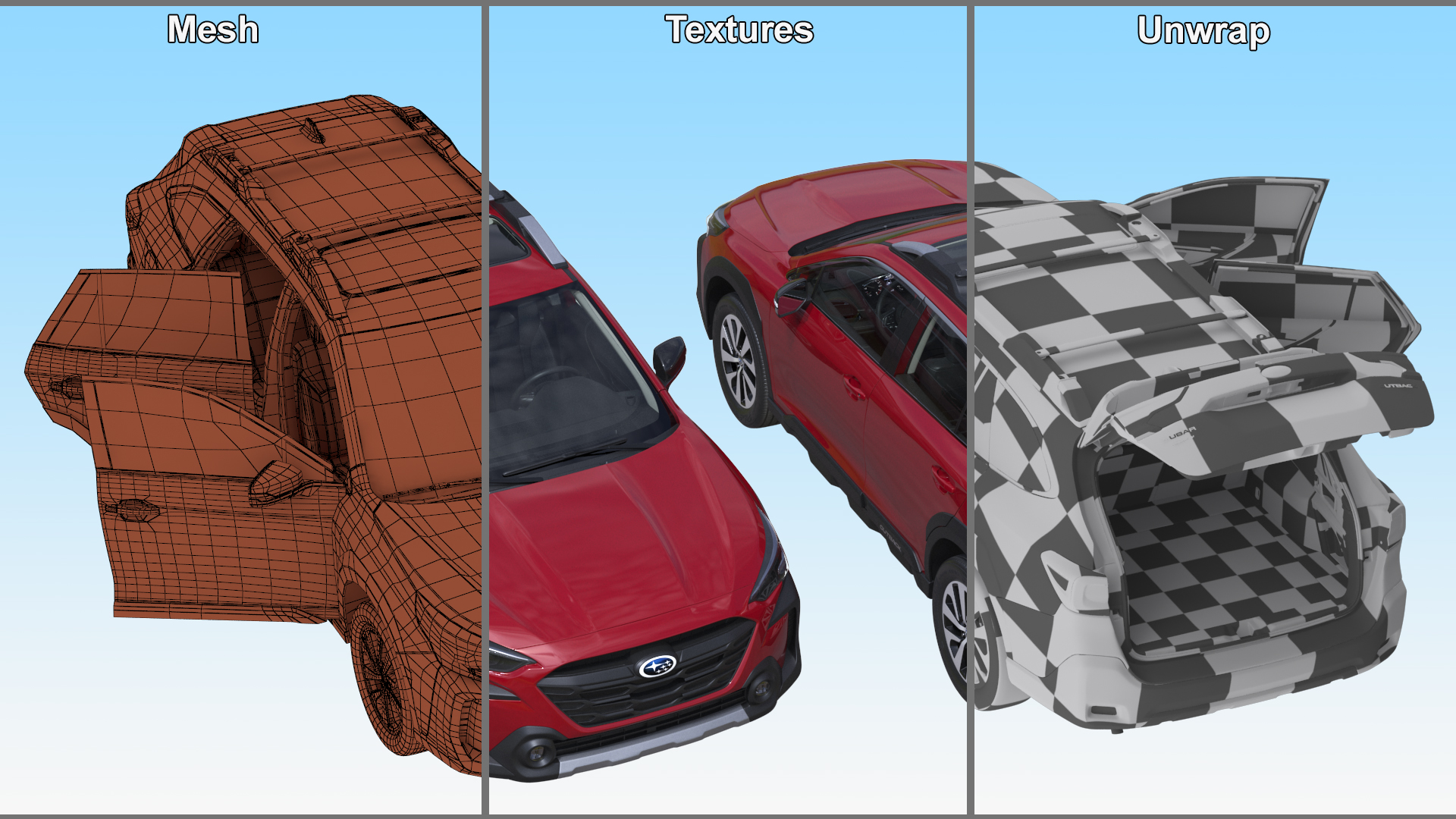 Subaru Outback 2025 Crimson Red Simplified 3D