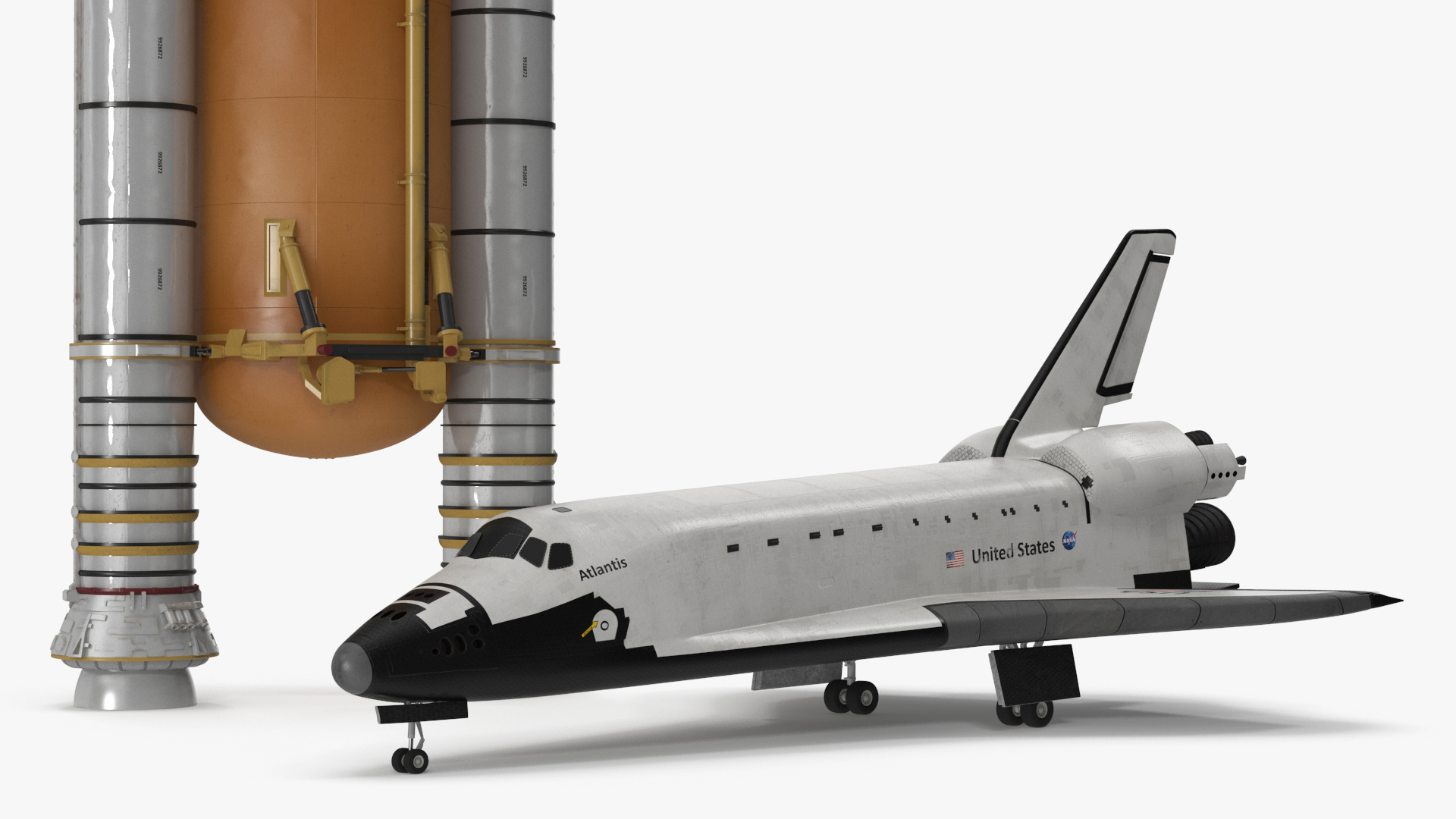 3D Space Shuttle with External Tank and Solid Rocket Boosters model